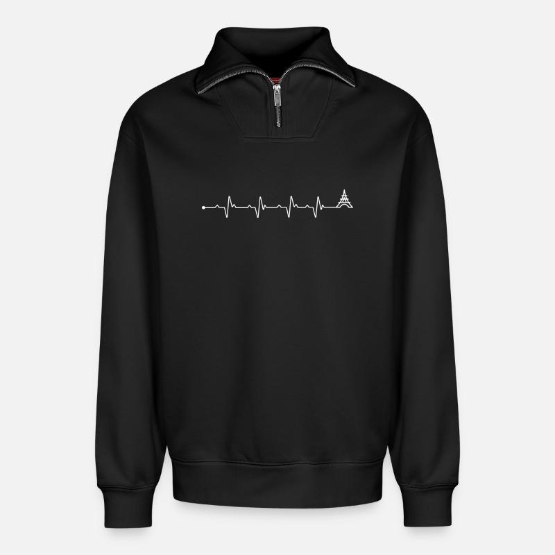 Warten auf Design-Upload - Relaxed Unisex Organic Half Zip Sweatshirt – von SPREAD - Schwarz