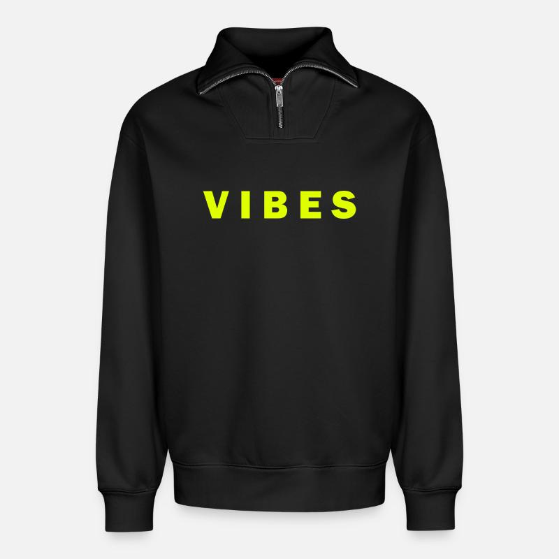 Neon Vibes électriquesDesign - Sweat unisexe décontracté en coton biologique à demi-zip – de SPREAD - noir