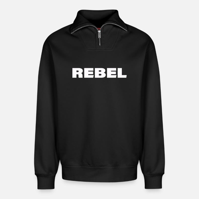 REBEL - Relaxed Unisex Organic Half Zip Sweatshirt – von SPREAD - Schwarz