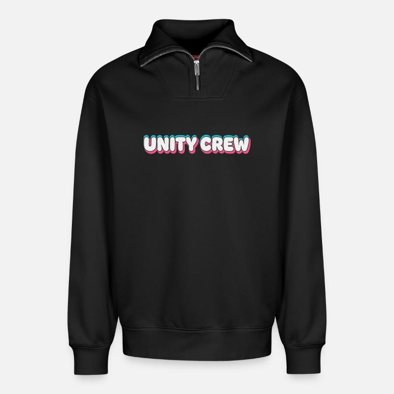 Unity Crew Graffiti-Farbblase - Relaxed Unisex Organic Half Zip Sweatshirt – von SPREAD - Schwarz
