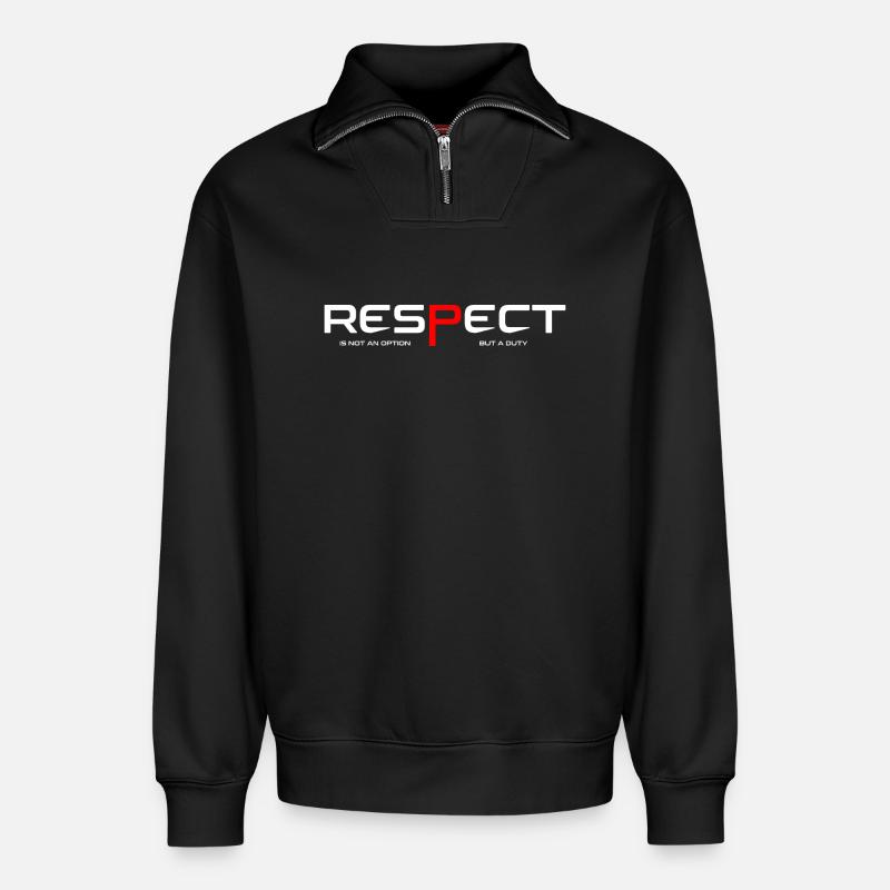 Respect - Relaxed Unisex Organic Half Zip Sweatshirt – von SPREAD - Schwarz