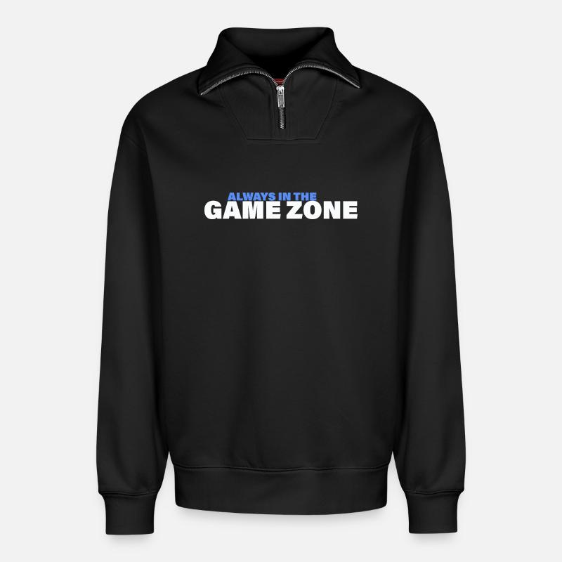 GAME ZONE - Relaxed Unisex Organic Half Zip Sweatshirt – von SPREAD - Schwarz