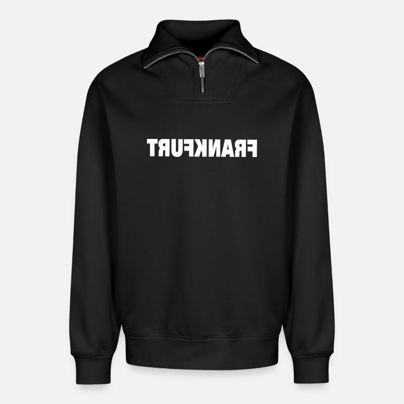 FRANKFURT - Relaxed Unisex Organic Half Zip Sweatshirt – von SPREAD - Schwarz