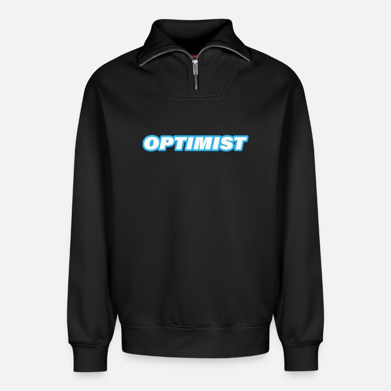 OPTIMIST - Relaxed Unisex Organic Half Zip Sweatshirt – von SPREAD - Schwarz