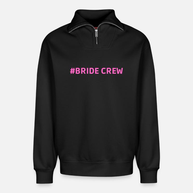 #Bride crew hen party - Relaxed Unisex Organic Half Zip Sweatshirt – by SPREAD - black