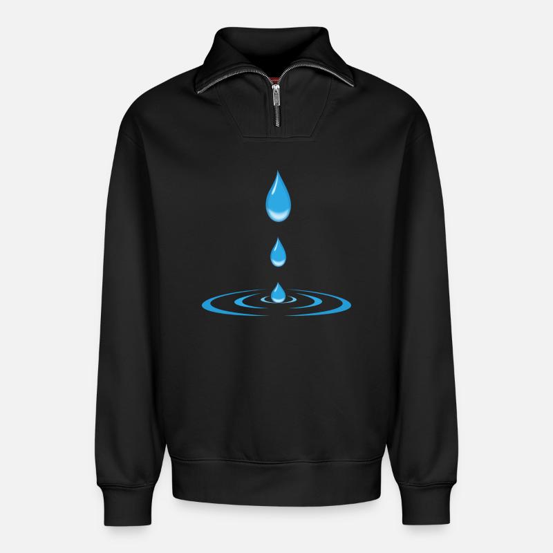 drops and waves - Relaxed Unisex Organic Half Zip Sweatshirt – by SPREAD - black