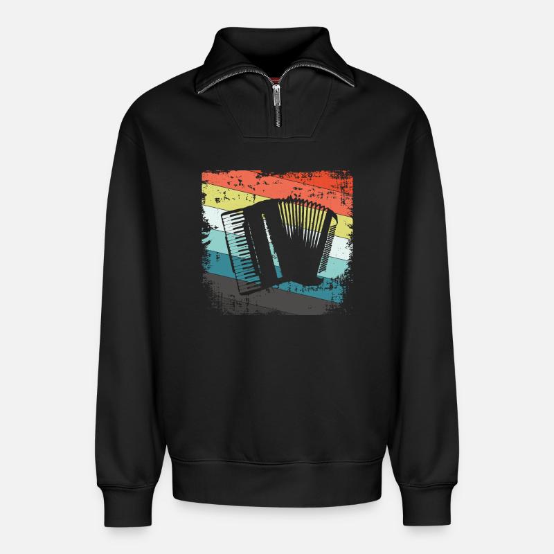 Akkordeon Harmonika - Relaxed Unisex Organic Half Zip Sweatshirt – von SPREAD - Schwarz