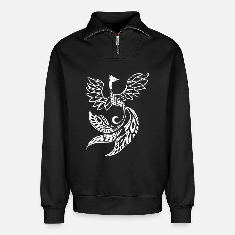 Weißer Phönixvogel - Relaxed Unisex Organic Half Zip Sweatshirt – von SPREAD - Schwarz