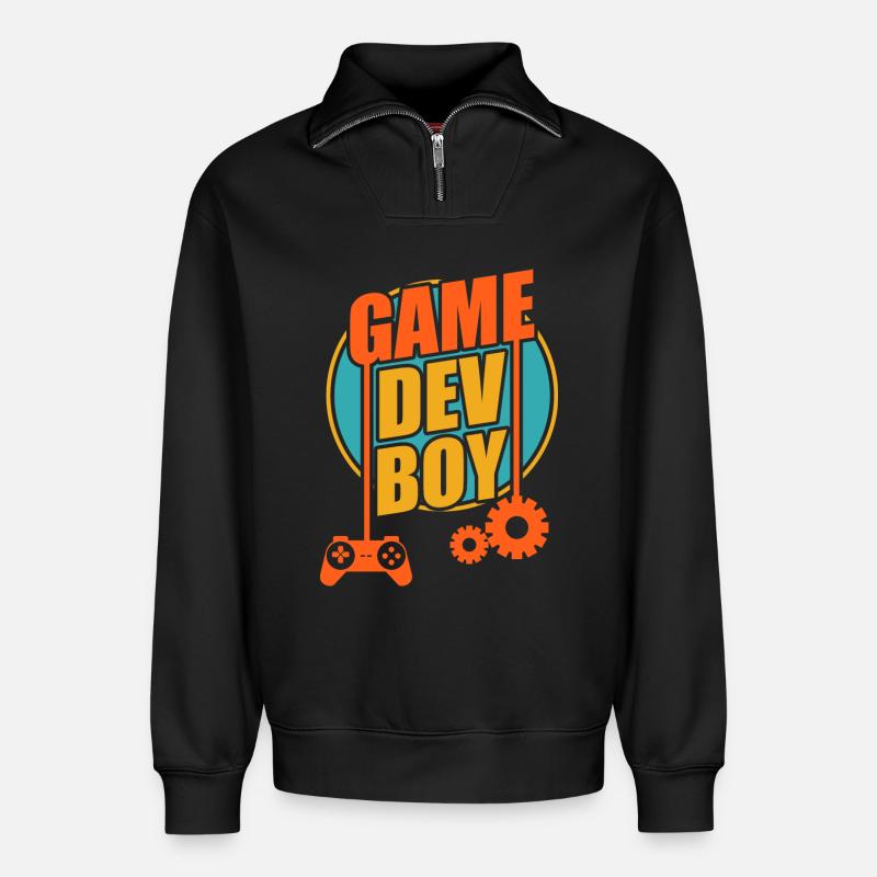 Game Developer Boy - Relaxed Unisex Organic Half Zip Sweatshirt – by SPREAD - black