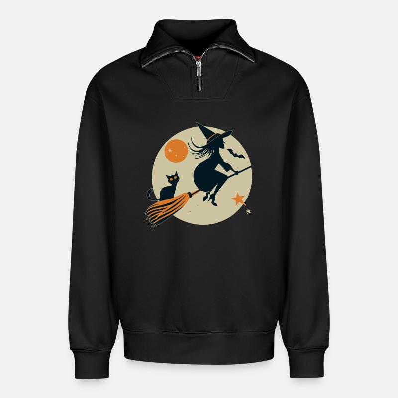Sorcière - Sweat unisexe décontracté en coton biologique à demi-zip – de SPREAD - noir