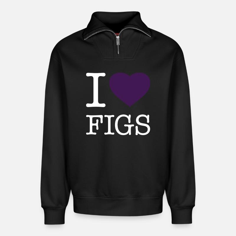 I LOVE FIGS - Relaxed Unisex Organic Half Zip Sweatshirt – von SPREAD - Schwarz
