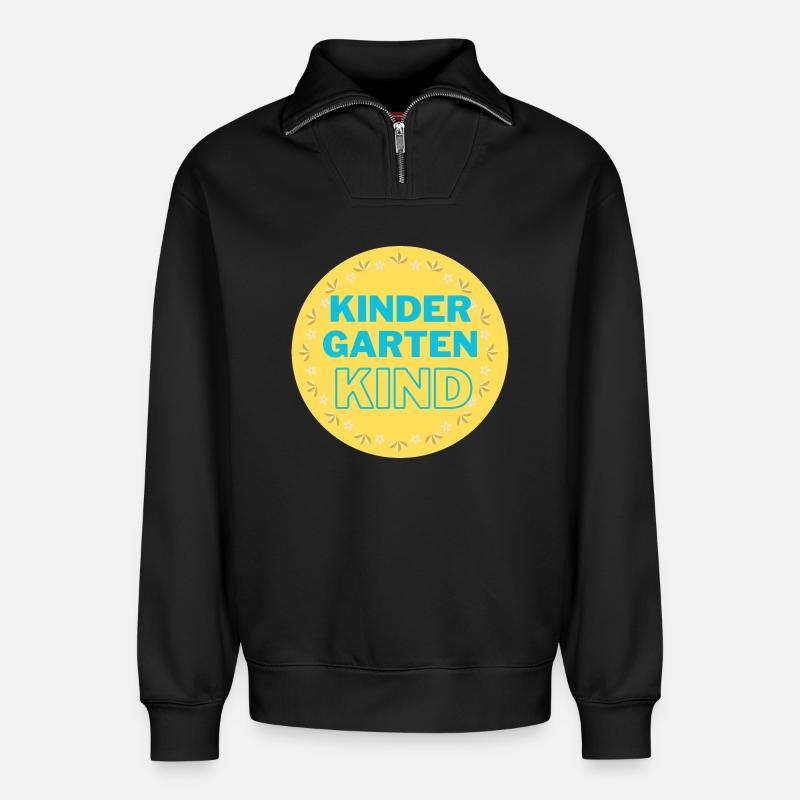 Kindergartenkind - Relaxed Unisex Organic Half Zip Sweatshirt – von SPREAD - Schwarz