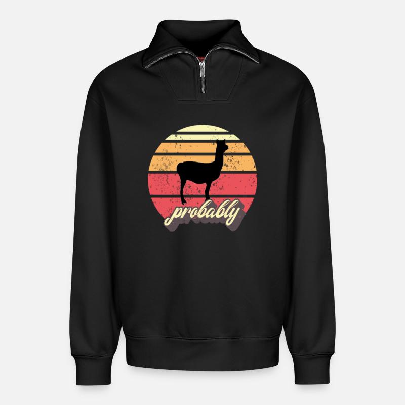 Alpaca - Relaxed Unisex Organic Half Zip Sweatshirt – by SPREAD - black