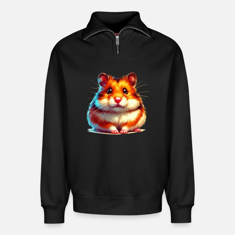 Hamster - Sweat unisexe décontracté en coton biologique à demi-zip – de SPREAD - noir