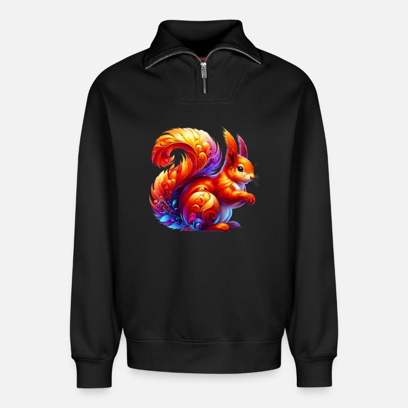 Eichhörnchen - Relaxed Unisex Organic Half Zip Sweatshirt – von SPREAD - Schwarz