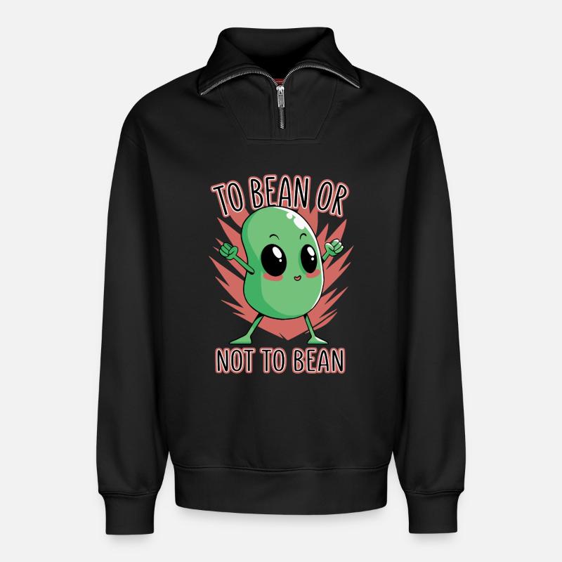 Bohne oder nicht Bohne - Relaxed Unisex Organic Half Zip Sweatshirt – von SPREAD - Schwarz
