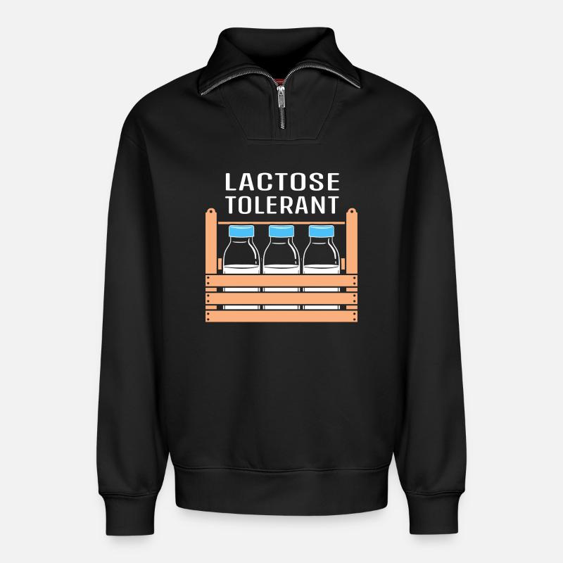 Flatulences Lait Lactose - Sweat unisexe décontracté en coton biologique à demi-zip – de SPREAD - noir