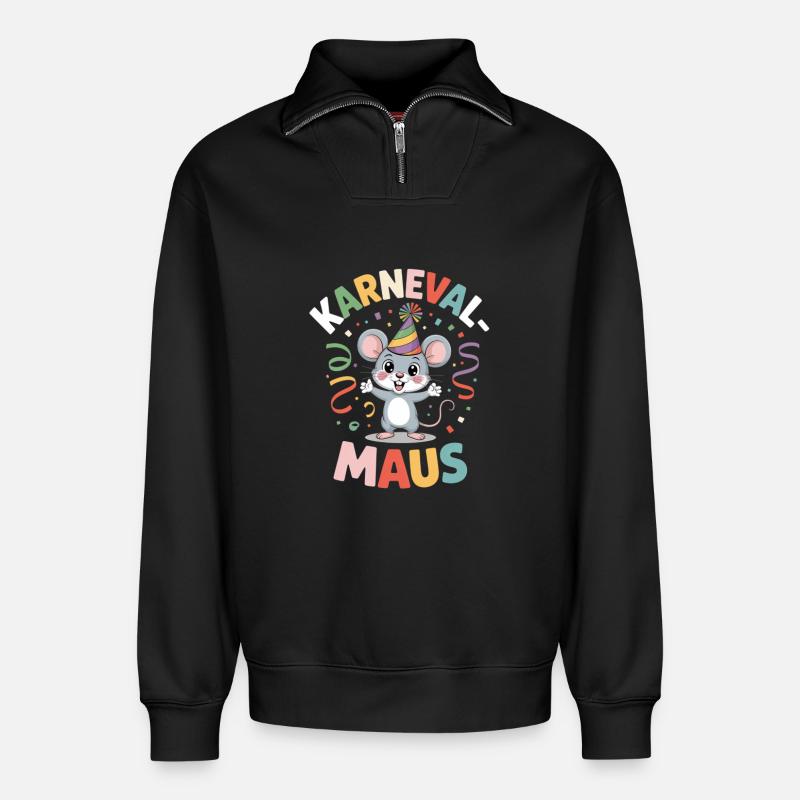 Karnevalsmaus Karneval Köln Kölner Karnevals Maus - Relaxed Unisex Organic Half Zip Sweatshirt – von SPREAD - Schwarz