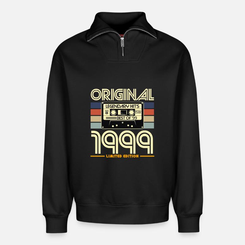 Originalkassette von 1999 - Relaxed Unisex Organic Half Zip Sweatshirt – von SPREAD - Schwarz