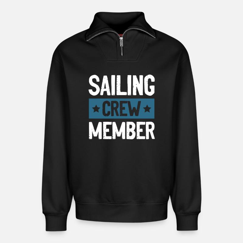 Équipage de navigation - Sweat unisexe décontracté en coton biologique à demi-zip – de SPREAD - noir