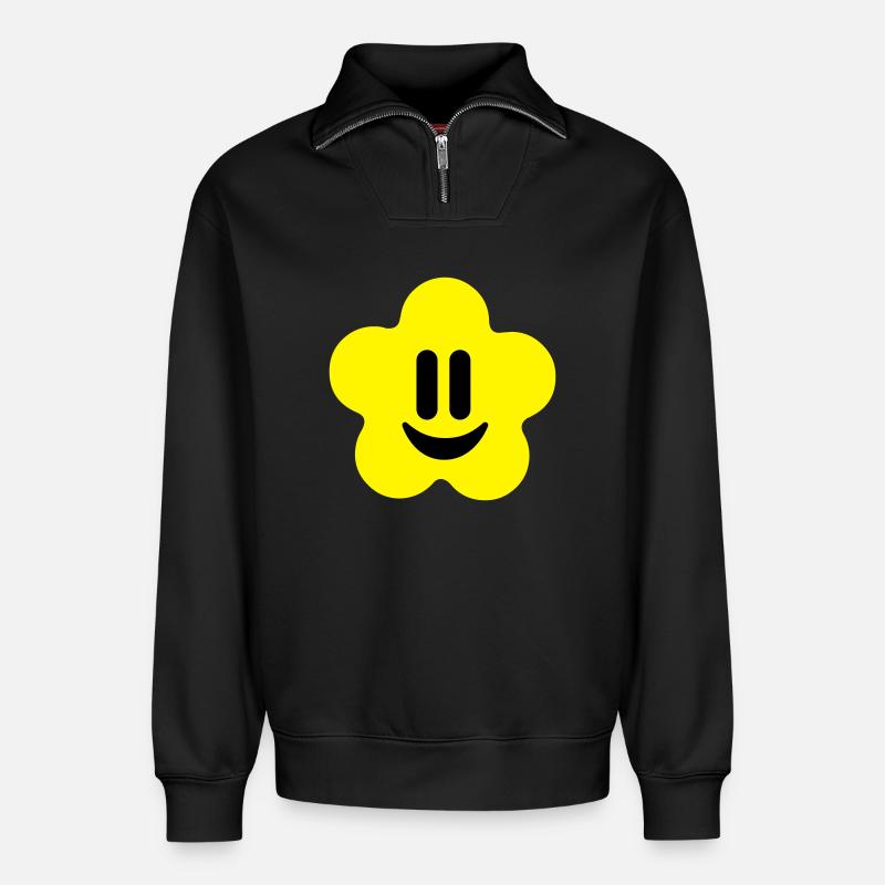 flower power - Relaxed Unisex Organic Half Zip Sweatshirt – von SPREAD - Schwarz