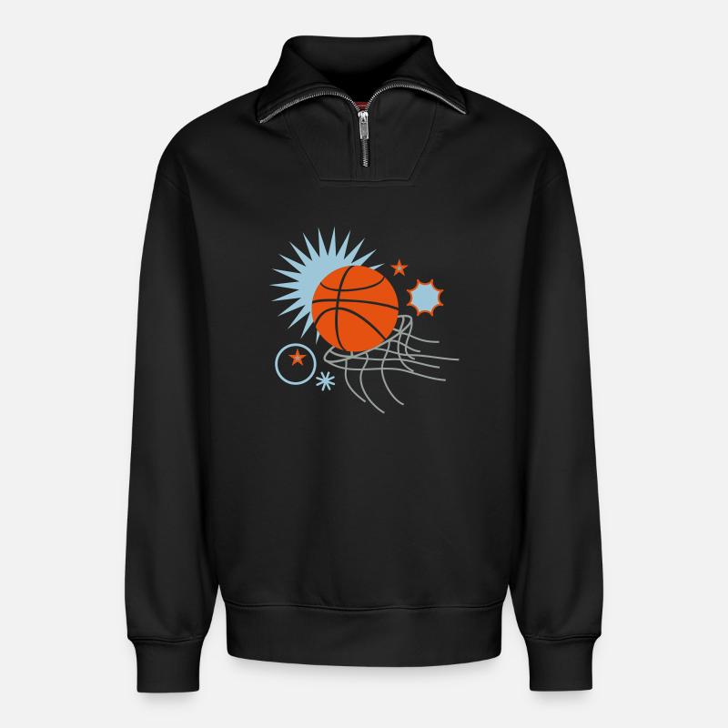 basketball - Relaxed Unisex Organic Half Zip Sweatshirt – von SPREAD - Schwarz