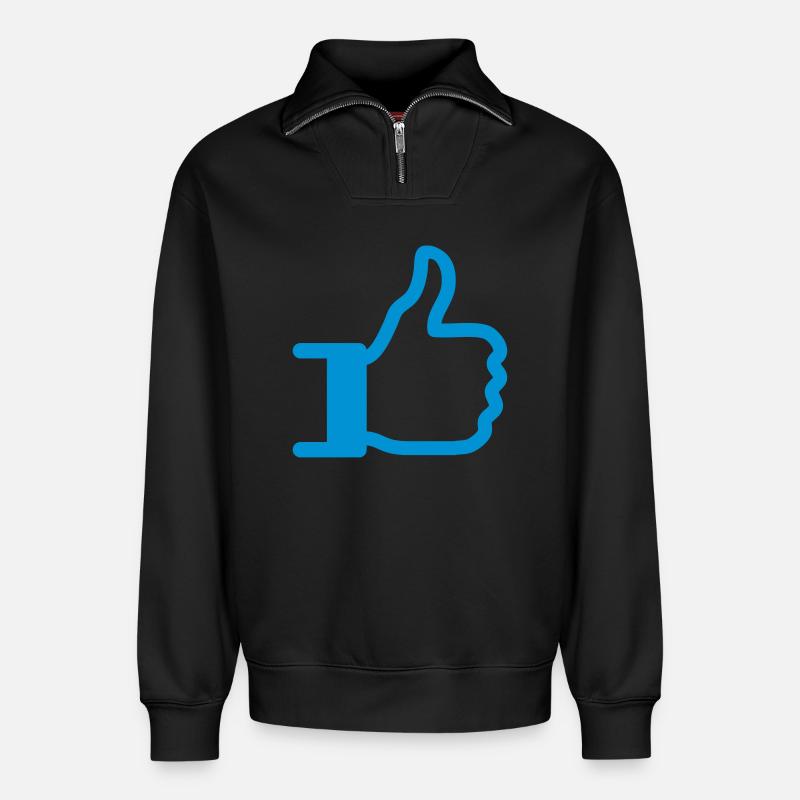 like - Relaxed Unisex Organic Half Zip Sweatshirt – von SPREAD - Schwarz