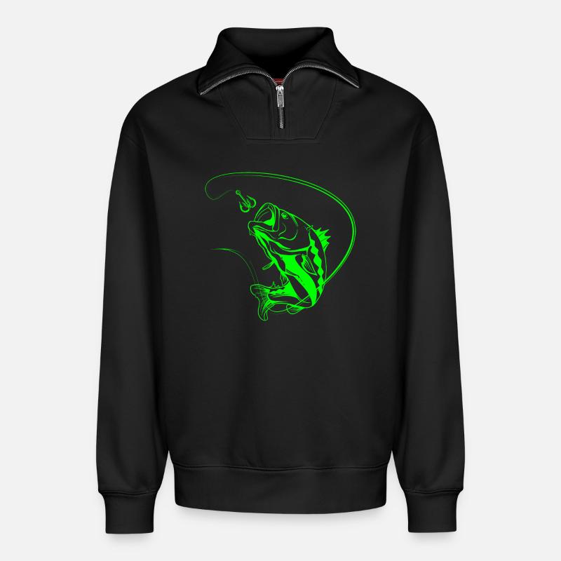 Leuchtender Angelfisch im Neon-Stil - Relaxed Unisex Organic Half Zip Sweatshirt – von SPREAD - Schwarz