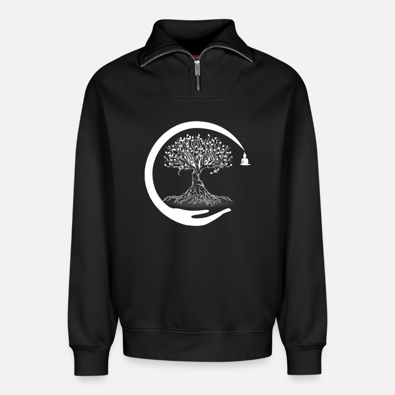 Lebensbaum - Relaxed Unisex Organic Half Zip Sweatshirt – von SPREAD - Schwarz