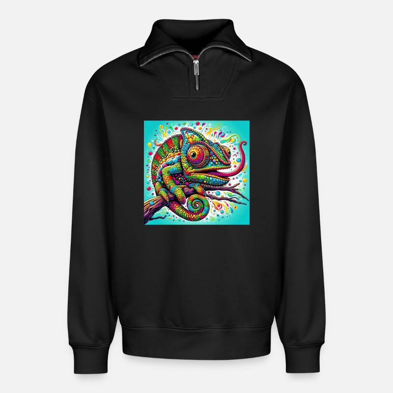 Chamäleon - Relaxed Unisex Organic Half Zip Sweatshirt – von SPREAD - Schwarz