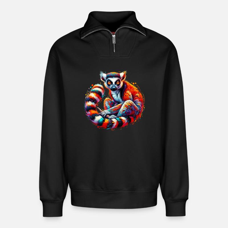 Lemur - Relaxed Unisex Organic Half Zip Sweatshirt – von SPREAD - Schwarz
