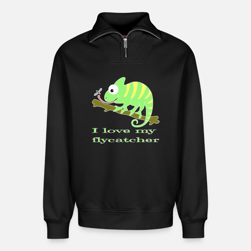 Chamaeleon tier - Relaxed Unisex Organic Half Zip Sweatshirt – von SPREAD - Schwarz