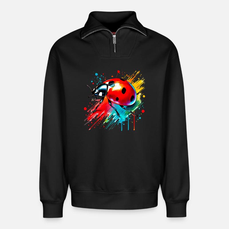 Marienkäfer - Relaxed Unisex Organic Half Zip Sweatshirt – von SPREAD - Schwarz