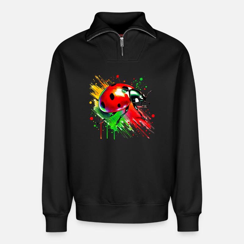 Marienkäfer - Relaxed Unisex Organic Half Zip Sweatshirt – von SPREAD - Schwarz