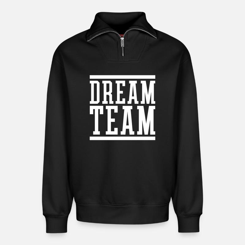 Dream Team - Relaxed Unisex Organic Half Zip Sweatshirt – von SPREAD - Schwarz