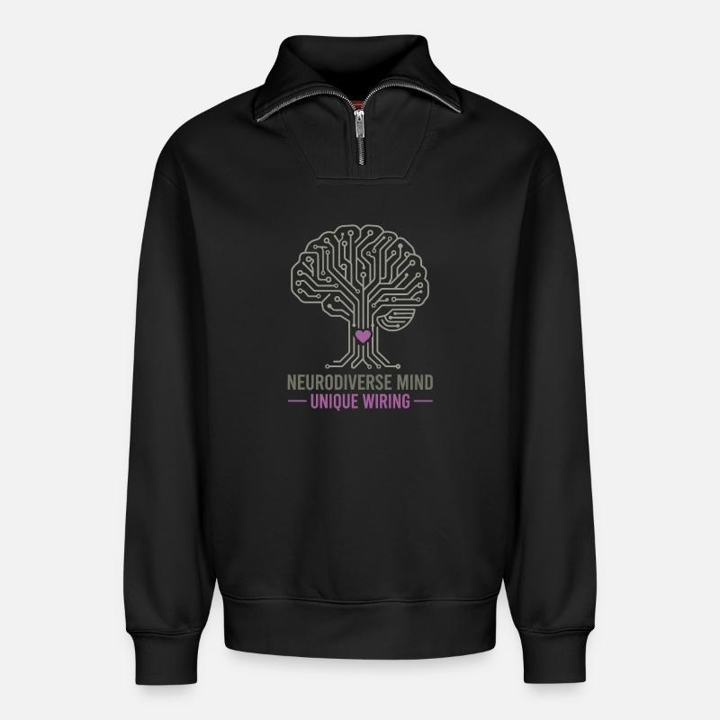 NEURODIVERSER GEIST Einzigartiges Verdrahtungsbewusstsein - Relaxed Unisex Organic Half Zip Sweatshirt – von SPREAD - Schwarz