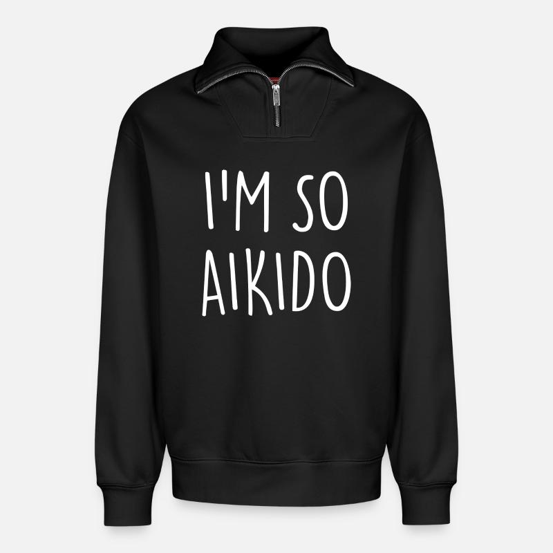 Aikido - Relaxed Unisex Organic Half Zip Sweatshirt – von SPREAD - Schwarz