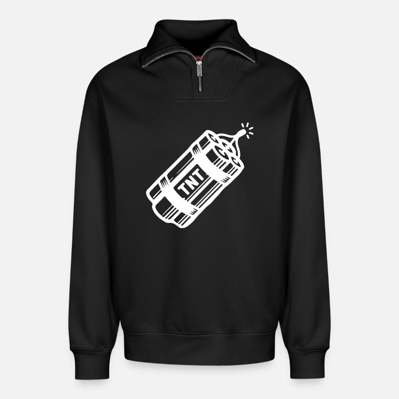 Dynamite Tnt - Relaxed Unisex Organic Half Zip Sweatshirt – by SPREAD - black