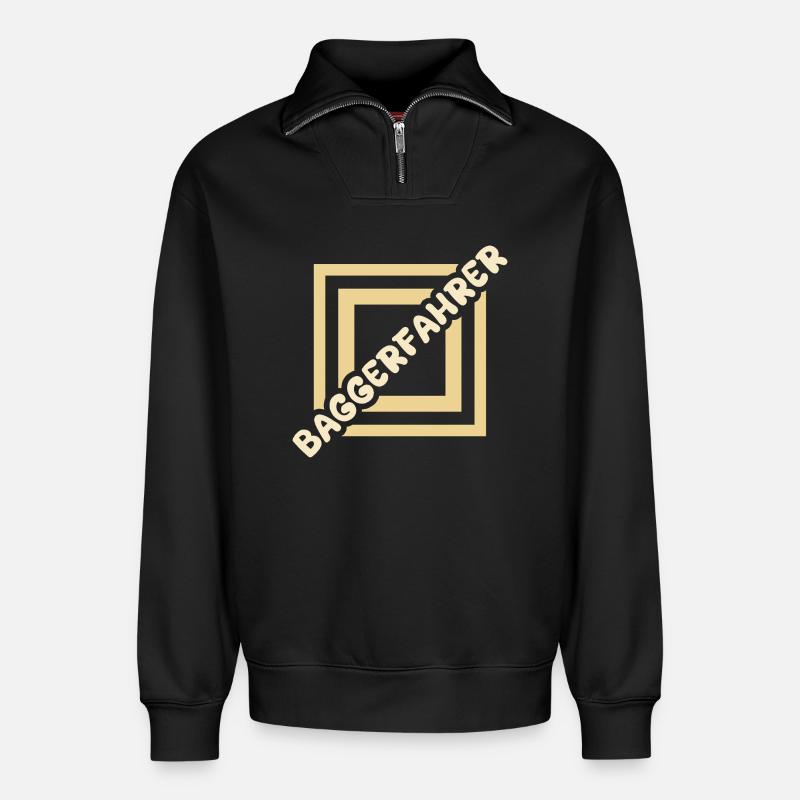 Excavator Operator - Relaxed Unisex Organic Half Zip Sweatshirt – by SPREAD - black