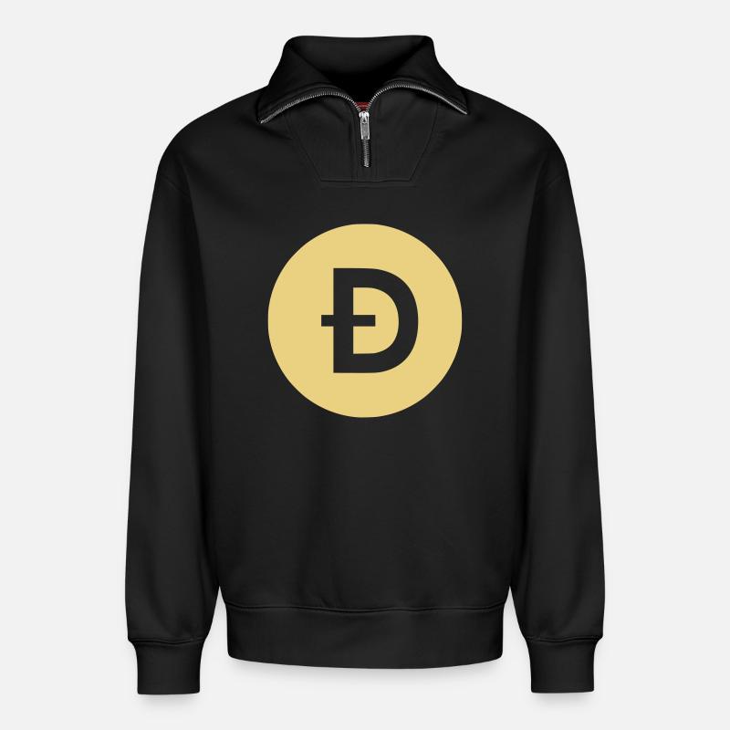 Logo DOGE - Sweat unisexe décontracté en coton biologique à demi-zip – de SPREAD - noir