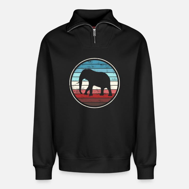 Elephant Elephant - Relaxed Unisex Organic Half Zip Sweatshirt – by SPREAD - black