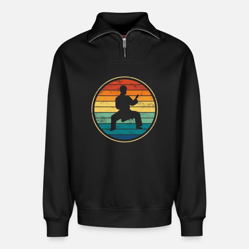 Karate Kampfsport - Relaxed Unisex Organic Half Zip Sweatshirt – von SPREAD - Schwarz