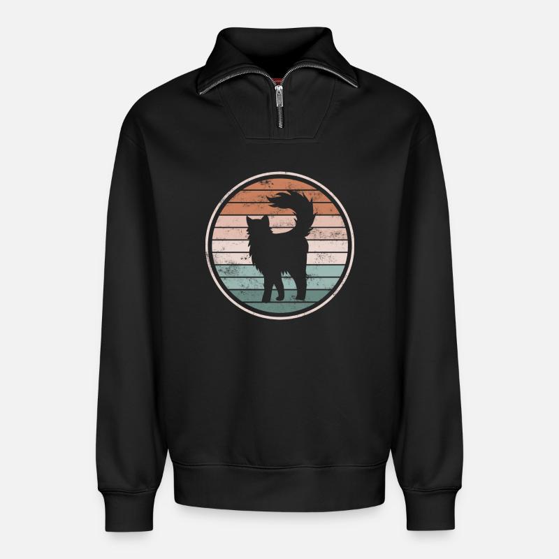 Chats Chats - Sweat unisexe décontracté en coton biologique à demi-zip – de SPREAD - noir