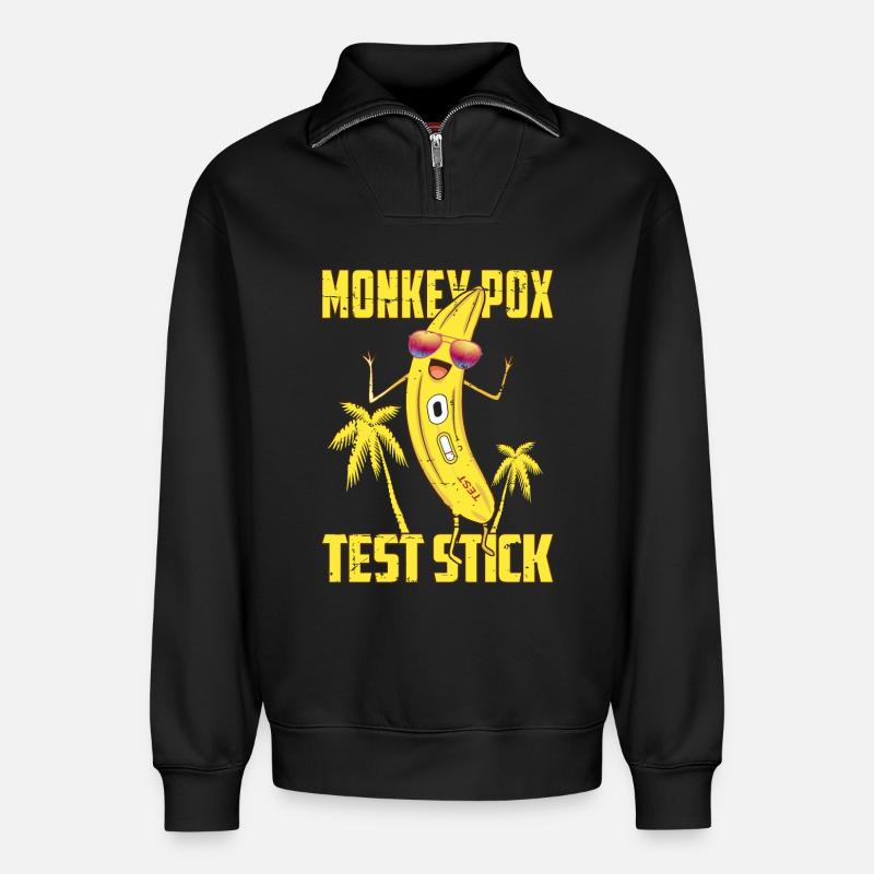Monkey pox test sticks - Relaxed Unisex Organic Half Zip Sweatshirt – by SPREAD - black