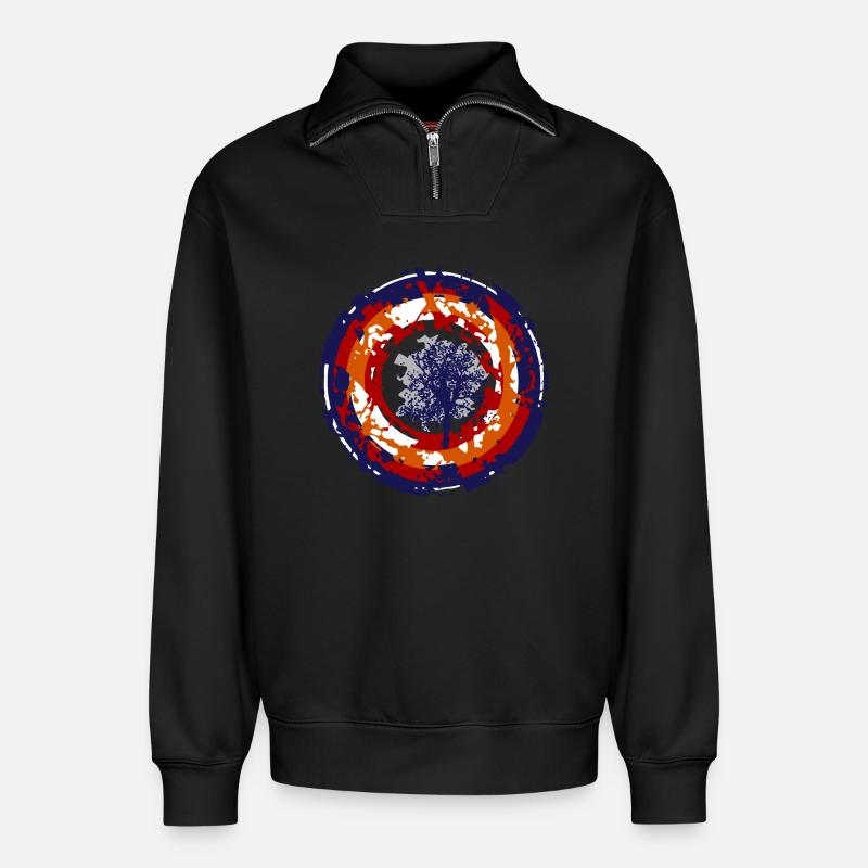 crazy bullseye - Relaxed Unisex Organic Half Zip Sweatshirt – von SPREAD - Schwarz