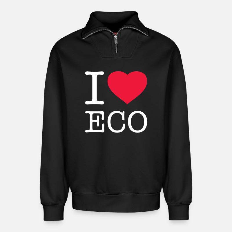 J’AIME ECO - Sweat unisexe décontracté en coton biologique à demi-zip – de SPREAD - noir
