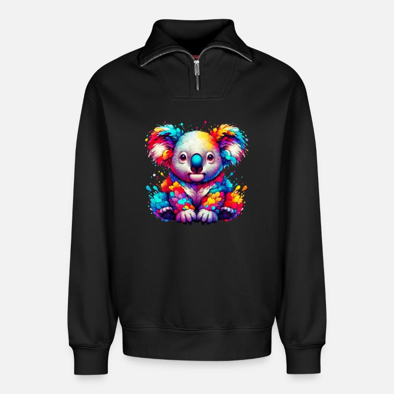 Koala - Relaxed Unisex Organic Half Zip Sweatshirt – von SPREAD - Schwarz