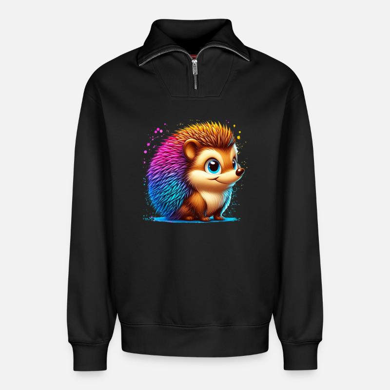Igel - Relaxed Unisex Organic Half Zip Sweatshirt – von SPREAD - Schwarz