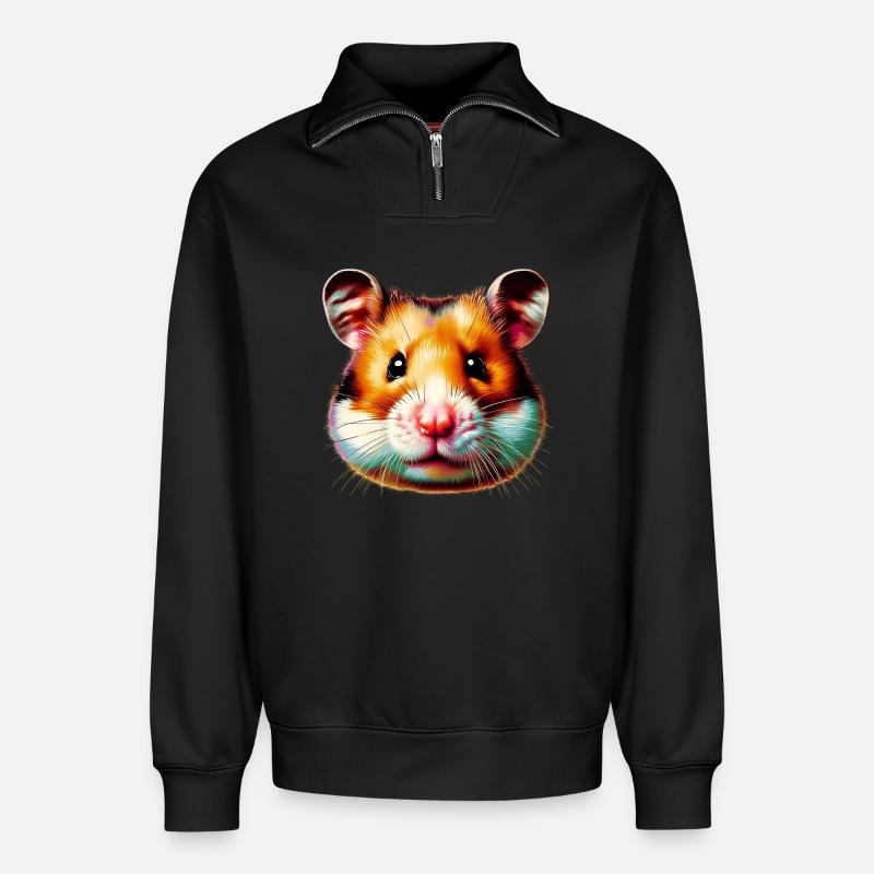 Hamster - Sweat unisexe décontracté en coton biologique à demi-zip – de SPREAD - noir