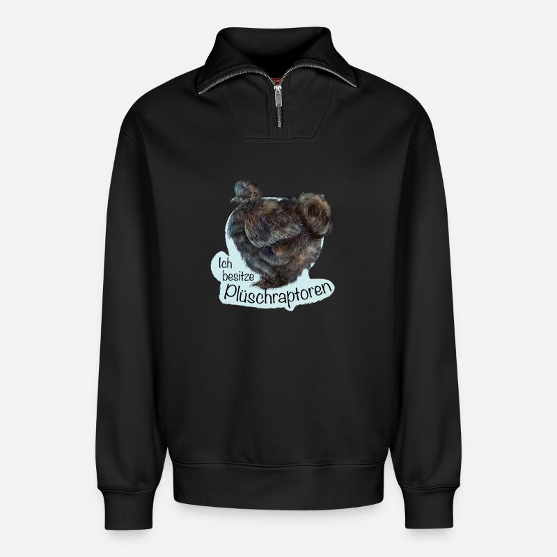 Die Plüschraptoren - Relaxed Unisex Organic Half Zip Sweatshirt – von SPREAD - Schwarz